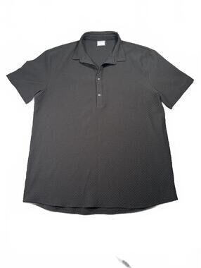 Smash Men's 2XL Black Textured Woven Polo Shirt Short Sleeve Casual
